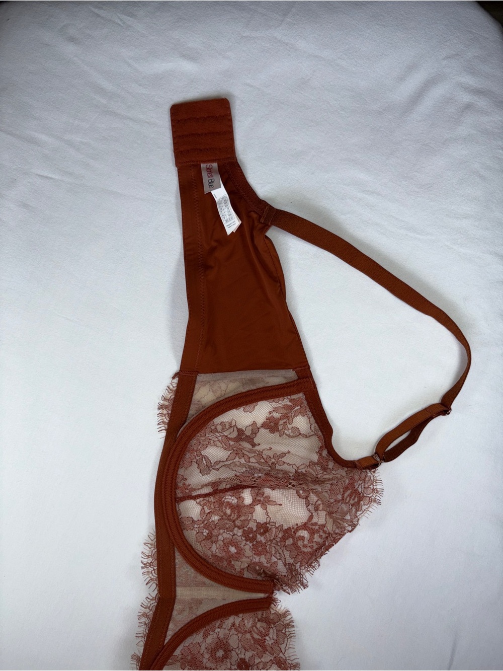 Skarlett Blue Terracotta Rust Lace Unlined Balconette Bra 36DDD - Picture 7 of 8